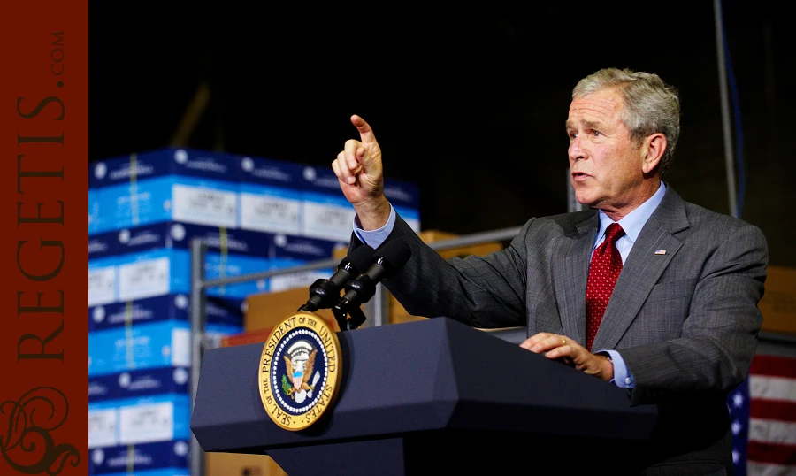 President George W. Bush speaking at Guernsey Office Products in Chantilly in 2008, photographed by The Regeti’s