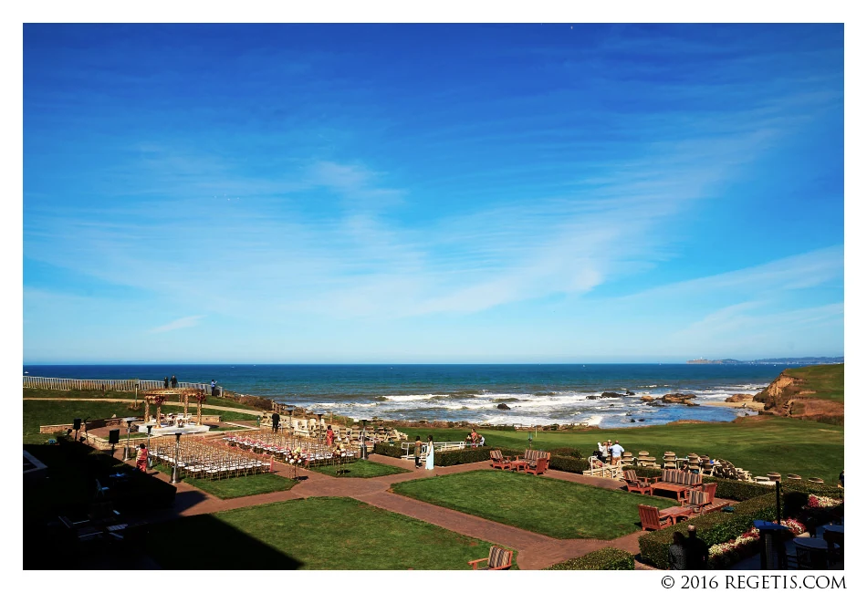 Kavita and Amit’s outdoor wedding setting overlooking the Pacific at The Ritz-Carlton, Half Moon Bay
