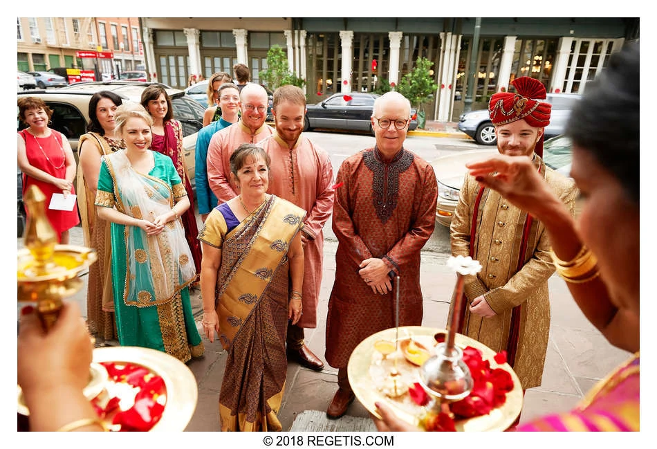 Peter and family smiling during the wedding welcome
